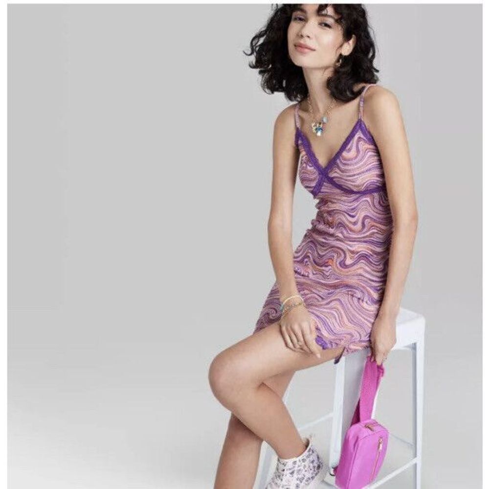 Women's Sleeveless Lace Trim Knit Bodycon Dress - Wild Fable - Pink Size XS‎ NWT